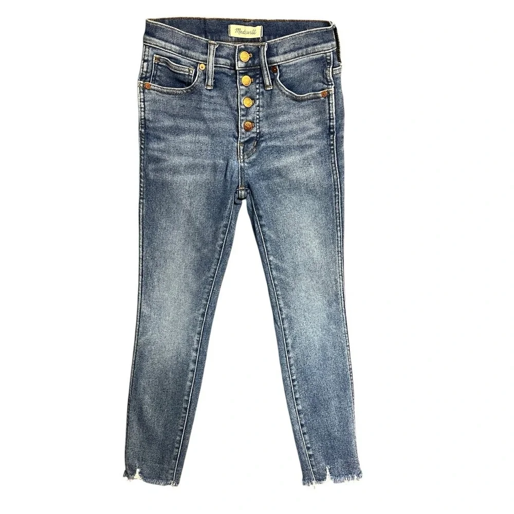 Madewell Jeans Woman 25P Cordova Wash 10" High Rise Skinny Button Fly Blue Denim - Picture 2 of 14